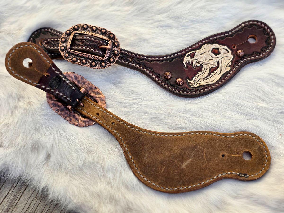 Wolf Skull spur straps