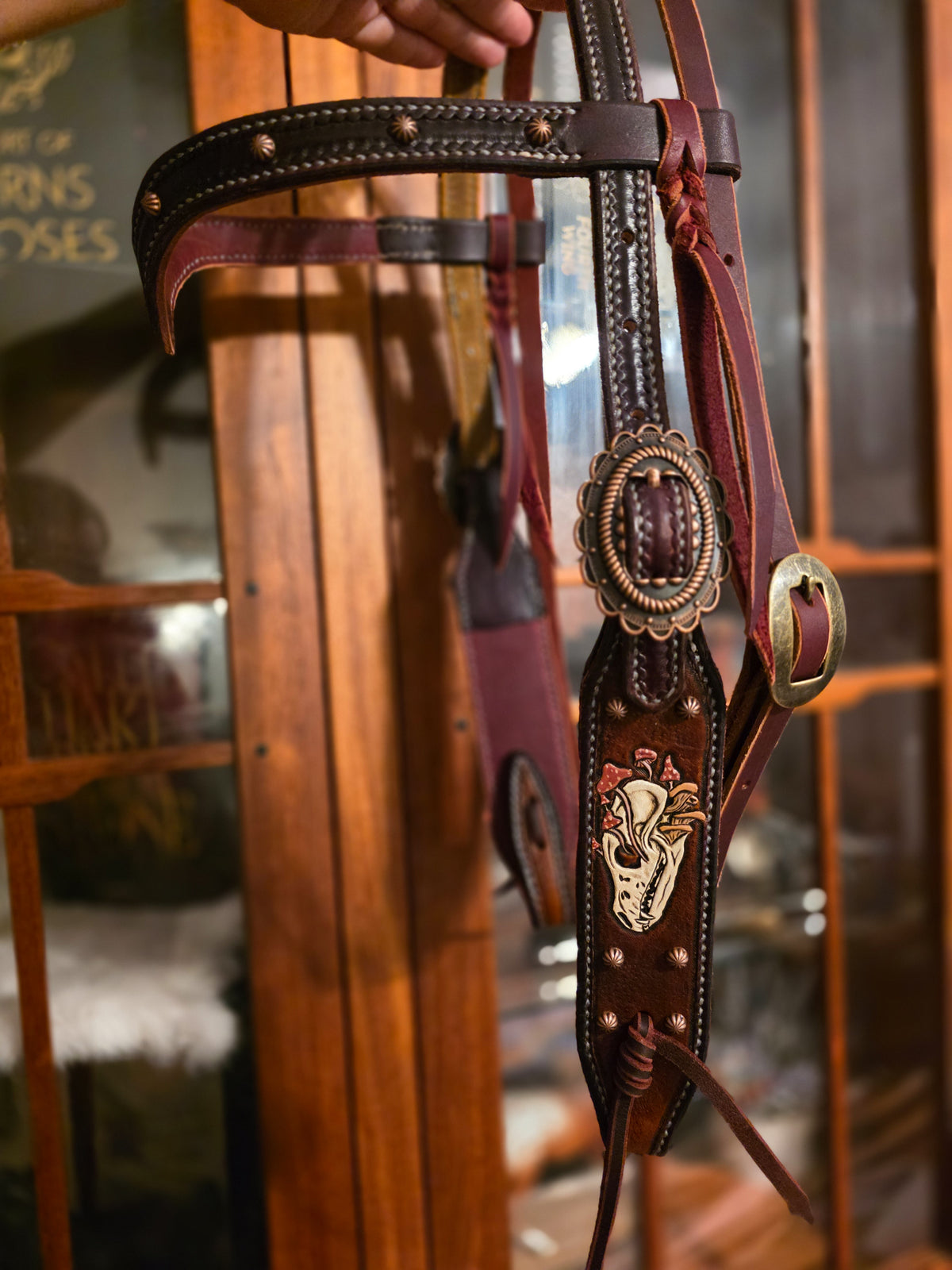 Skull and Mushrooms headstall