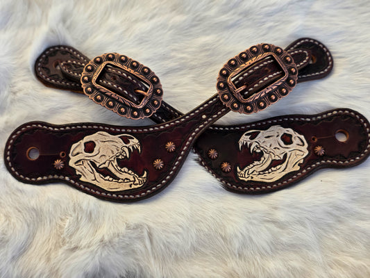 Wolf Skull spur straps