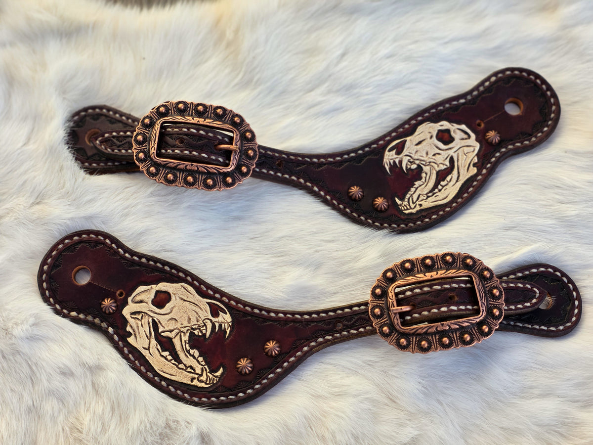 Wolf Skull spur straps
