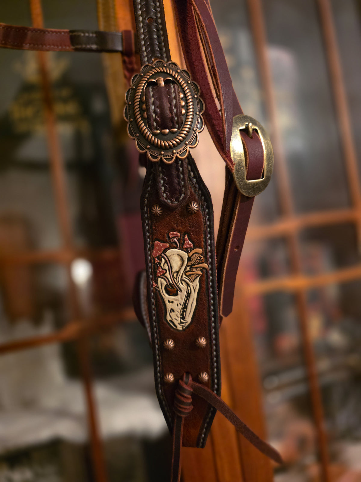 Skull and Mushrooms headstall
